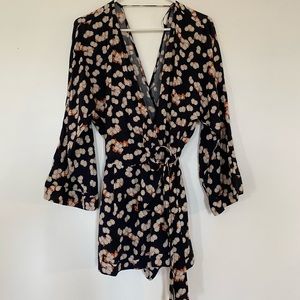 Zara Navy Floral Tie Romper